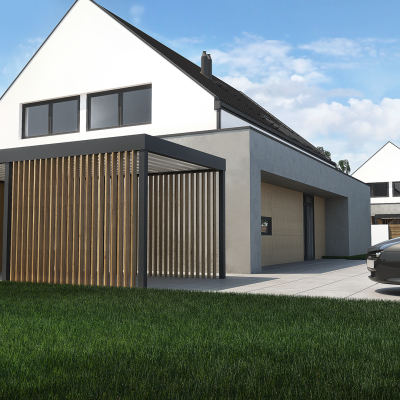 wiata samochodowa z zabudową boczną (lamelową) jednostanowiskowa Premium