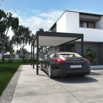 Wiata jednostanowiskowa Optimal wolnostojąca z dachem z blachy trapezowej