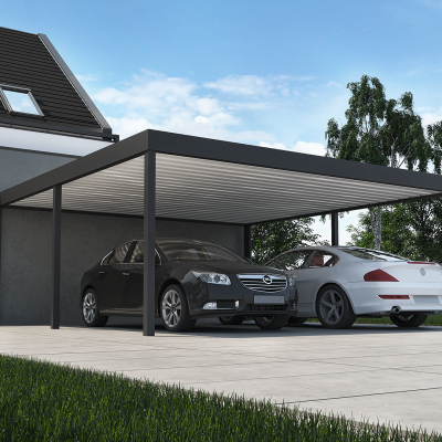 Wiata samochodowa dwustanowiskowa z dachem z blachy trapezowej -Optimal