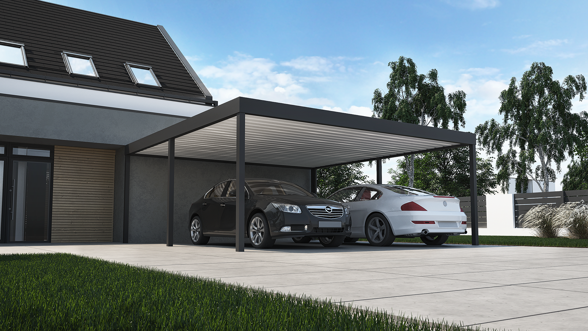 wiata samochodowa dwustanowiskowa